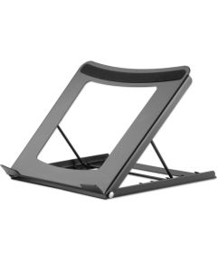 Manhattan Laptop and Tablet Stand, Adjustable (5 positions), Suitable for all tablets and laptops up to 15.6", Portable and Lightweight, Steel, Black, Lifetime Warranty