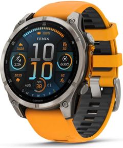 GARMIN Fenix 8 47 mm, AMOLED, Sapphire Titanium with Spark Orange/Graphite Silicone Band