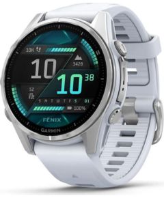 Garmin fenix 8 43mm AMOLED Silver with Whitestone silicone band