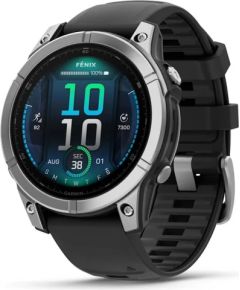 Garmin fenix E 47mm Stainless steel with Black silicone band