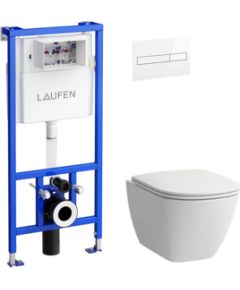 Laufen komplekts-pods ar SC vāku Lua Rimless, rāmis, taustiņš balts