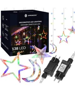 Gaismas aizkars 138 Led vītnes zvaigznes pavadoņi Springos CL4135