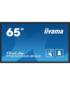 Monitor iiyama iiyama TF6539AS-B1AG signage display Płaski panel Digital Signage 163,8 cm (64.5") LED 500 cd/m 4K Ultra HD Czarny Ekran dotykowy Procesor wbudowany Android 24/7