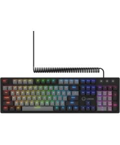 LORGAR Azar 514, Wired mechanical gaming keyboard, RGB backlight, 1680000 colour variations, 18 modes, keys number: 104, 50M clicks, linear dream switches, spring cable up to 3.4m, ABS plastic+metal, magnetic cover, 450*136*39mm, 1.17kg, black, EN layout