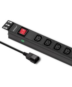 Qoltec 53998 Power strip for RACK 19" | 1U | 10A | PDU | 8xIEC C13 | 2m