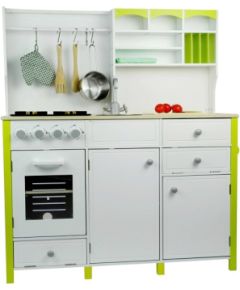 Import Leantoys Wooden Kitchen with an Oven and Accessories Green-White