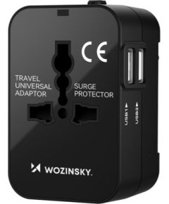 Wozinsky   Wozinsky WUTWC travel adapter universal 24W EU / US / AUS / UK / 2x USB-A - black