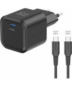 Swissten Tīkla Lādētājs GaN USB-C 20W PD + Datu kabelis USB-C-USB-C 1.2m