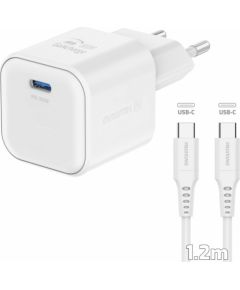 Swissten Tīkla Lādētājs GaN USB-C 20W PD + Datu kabelis USB-C-USB-C 1.2m