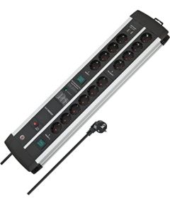 Brennenstuhl Premium-Protect-Line Duo gaming power strip 14-way (black/silver, 120,000 A surge protection, 2x USB-A, 3 meters)