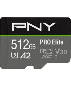 Pny Technologies PNY PRO Elite MicroSDXC 512 GB Class 10 UHS-I/U3 A2 V30 (P-SDUX512U3100PRO-GE)