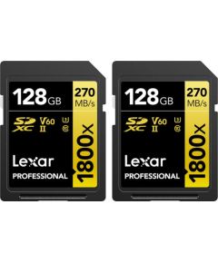 Lexar Professional 1800x SDXC 128 GB + 128 GB Class 10 UHS-II/U3 V60 (LSD1800128G-B2NNG)