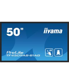 Monitor iiyama iiyama TF5039AS-B1AG signage display Płaski panel Digital Signage 125,7 cm (49.5") LED 500 cd/m 4K Ultra HD Czarny Ekran dotykowy Procesor wbudowany Android 24/7