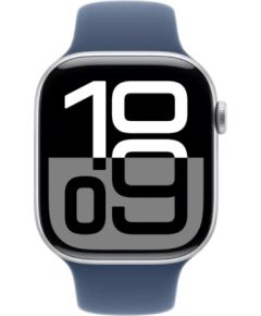 Apple Watch Series 10 Viedpulkstenis 46 mm / GPS / Cellular / Silver Aluminium / Denim Sport Band / M-L