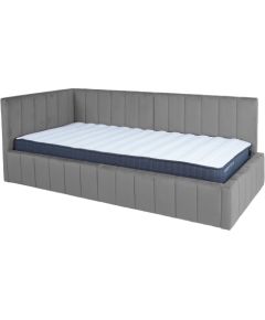 Bed JASPER 90x200cm with mattress HARMONY UNO, grey