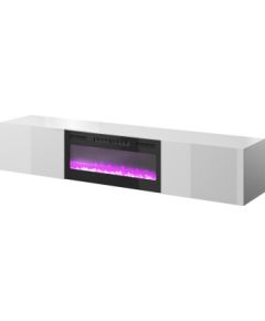 Cama Meble RTV cabinet SLIDE 200K with electric fireplace 200x40x37 cm all in gloss white