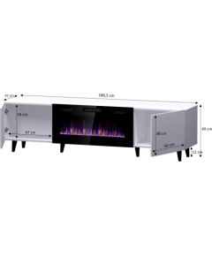 Cama Meble RTV cabinet PAFOS EF with electric fireplace 180x42x49 black matt