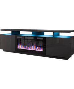 Cama Meble RTV EVA cabinet with electric fireplace 180x40x52 cm graphite/glossy graphite