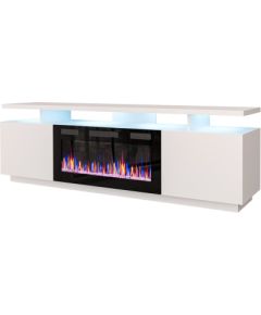 Cama Meble RTV EVA cabinet with electric fireplace 180x40x52 cm white/gloss white