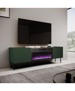 Cama Meble RTV cabinet with an electric fireplace ONDA 180,5x40xH58,39 green (standing or wall mounted)