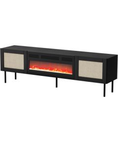 Cama Meble RTV cabinet JUTA + fireplace 180x39.5x55.5 black + linol calabria