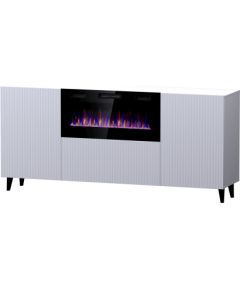 Cama Meble PAFOS chest of drawers with electric fireplace 180x42x82 cm white matt