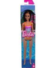 Mattel Barbie: Beach - Light Brown Hair Doll Wearing Tropical Pink and Orange Swimsuit (HXX50)