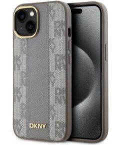 DKNY Apple  DKNY PU Leather Checkered Pattern Magsafe Case for iPhone 15 Beige