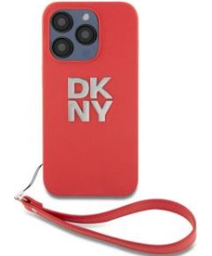 DKNY Apple  DKNY PU Leather Stack Logo Wrist Strap Case for iPhone 15 Pro Red