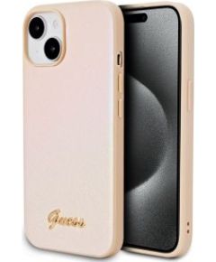 Guess -  Guess PU Leather Iridescent Metal Script Case for iPhone 15 Gold