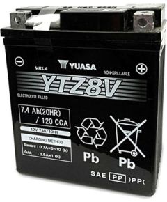 7.4Ah 120A Yuasa AGM(WC) Moto akumulators 113x70x130mm 12V