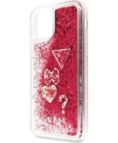 Guess Apple  iPhone 11 Pro Glitter Hearts Cover Rapsberry