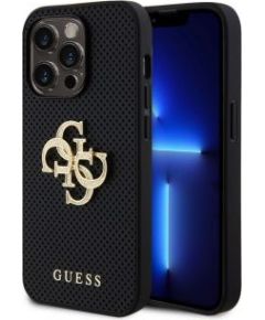 Guess -  Guess PU Perforated 4G Glitter Metal Logo Case for iPhone 14 Pro Black