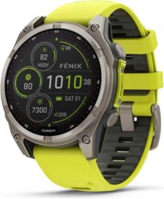 GARMIN Fenix 8 51mm Solar Sapphire Titanium with Amp Yellow/Graphite Silicone Band