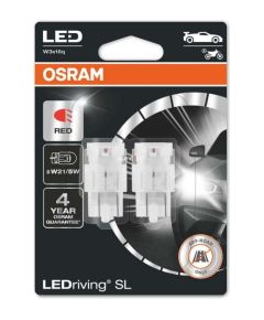 Osram W21/5W AUTOLAMPAS 21W 12V 7515DRP LED 2xKOMPLEKTS SARKANAS