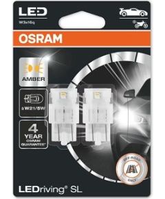 Osram W21/5W AUTOLAMPAS 21W 12V 7515DYP LED 2xKOMPLEKTS DZELTENAS