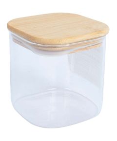 Storage jar JAR 10x10xH10cm 800ml with bamboo lid, glass