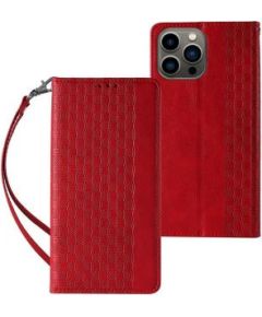 Hurtel -  Magnet Strap Case Case for iPhone 13 Pro Max Pouch Wallet + Mini Lanyard Pendant Red