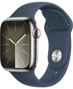 Apple Watch 9 Cellular 41mm Silver Sts/Storm Blue Sport Band S/M