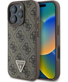 Guess Leather 4G Triangle Strass Aizsargapvalks Priekš Apple iPhone 16 Pro Max