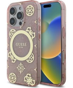 Guess IML Peony On 4G Background MagSafe Aizsargapvalks Priekš Apple iPhone 16 Pro