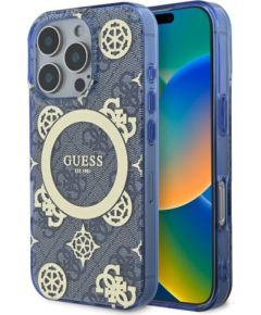 Guess IML Peony On 4G Background MagSafe Aizsargapvalks Priekš Apple iPhone 16 Pro Max