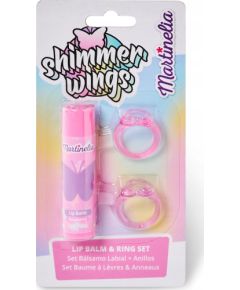 MARTINELIA_SET Shimmer Wings malinowy błyszczyk do ust + pierścionki 2szt