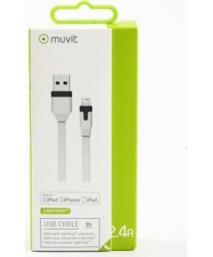 muvit MUUSC0155 White Flat Cable Charge &amp; Synchro Lightning MFI 2M 2.4A