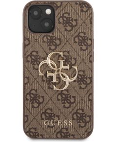 Guess PU 4G Metal Logo Case for iPhone 13 Brown