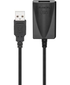 Goobay Aktīvais USB 2.0 pagarinātājs, melns, 5 m - USB 2.0 male (A tips) > USB 2.0 female (A tips)