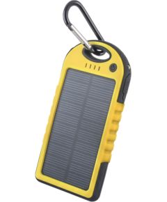 Forever STB-200 Solar Power Bank 5000 mAh Universāla Ārējas uzlādes baterija 5V 1A + 1A + Micro USB Kabelis Dzeltens