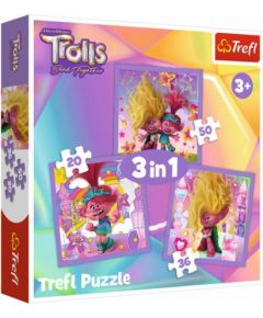 Puzlis TREFL Trolls 3 in 1 (20,36,50 gb.) 3+ T34870