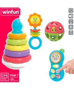 Win Fun Komplekts zīdaiņu rotaļlietas attīstošais piramīda, muzik. rot. un 2 grabuļi 0 m+ CB46885