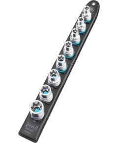 Hazet SmartRail 1/2 socket set outside Torx, 8 pieces (black, E10 - E24, short)